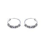 Pendientes Aros Bali de Plata de Ley 925 -...