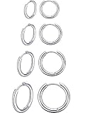 4 Pares Pendientes de Aro de Acero Inoxidable...