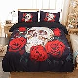 WONGS BEDDING Ropa de Cama de Calavera 3D Rosa...