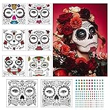 Tatuaje cara temporales Halloween ZERHOK 8pcs...