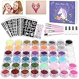 Winpok Tatuajes Purpurina, 48 Colores Kit de...