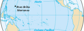 Mapa del Oceano Pacífico con América y Asia