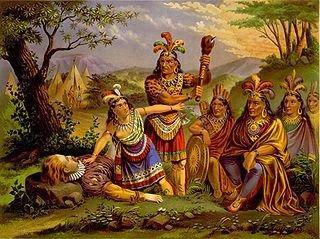 Pintura de Pocahontas y Juan Ortiz